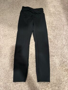 Black Fold-Over Waist Leggings- XS